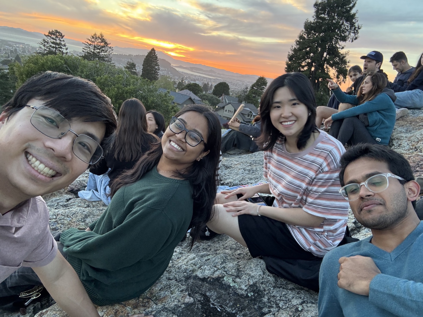 Watching the sunset over the Bay at a social